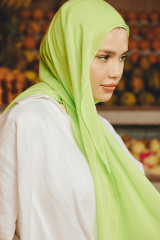 Apple Green premium bamboo scarf set with matching bamboo inner cap and breathable lightweight drape by WOROOD
