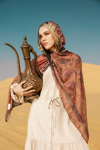 Ishbiliyah printed premium modal scarf with breathable lightweight drape by WOROOD