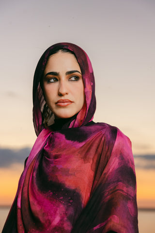 Jumrah printed premium modal scarf with breathable lightweight drape by WOROOD