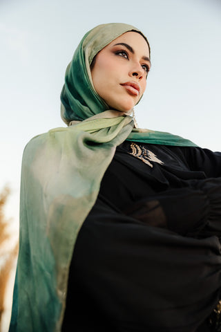 Rayan printed a premium modal scarf worn as a lightweight hijab with breathable airy drape by WOROOD