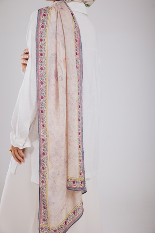 Rosalie Blush printed premium modal scarf with breathable lightweight drape by WOROOD