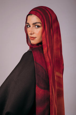 Scarlet Rouge printed premium modal scarf with breathable lightweight drape by WOROOD