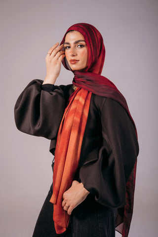 Scarlet Rouge printed premium modal scarf with breathable lightweight drape by WOROOD