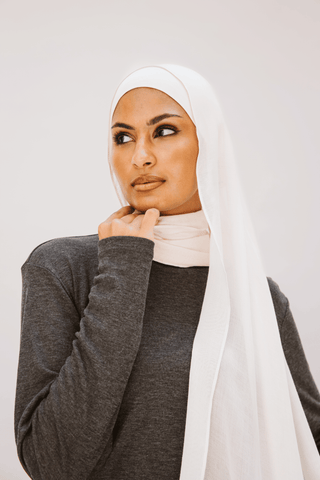 Vanilla premium bamboo scarf set with matching bamboo inner cap and breathable lightweight drape by WOROOD
