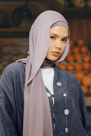 Mauve Mist premium bamboo scarf set with matching bamboo inner cap and breathable lightweight drape by WOROOD