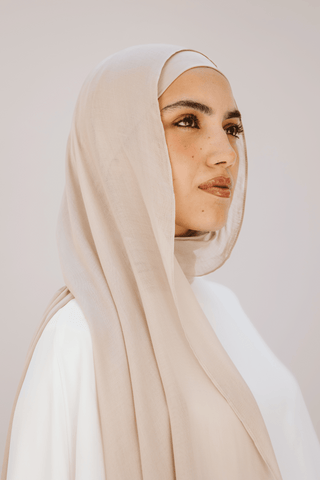 Frappé premium bamboo scarf set with matching bamboo inner cap and breathable lightweight drape by WOROOD
