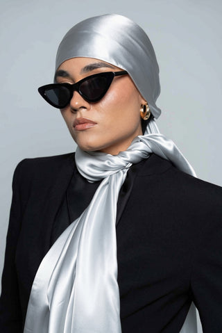 Silver Premium Silk Scarf by WOROOD