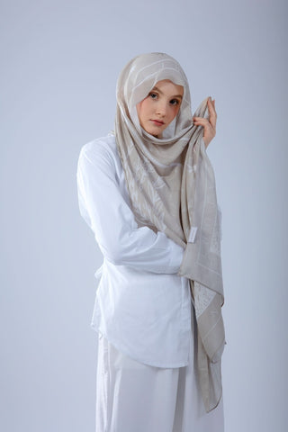 worood Beige modal scarf close-up showing premium modal texture and softness.