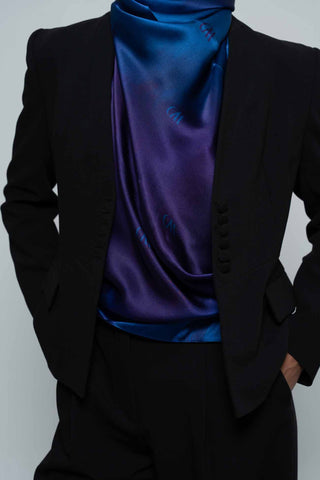Beau bleu Square Silk Scarf by WOROOD