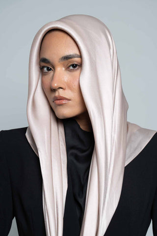 Champagne Square Silk Scarf by WOROOD