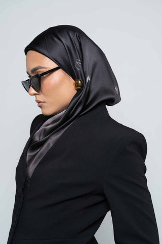 Divine Noire Square Silk Scarf by WOROOD