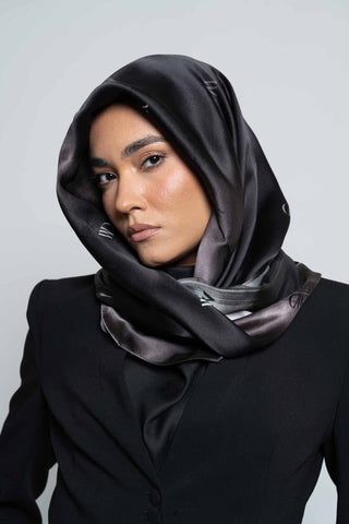 Divine Noire Square Silk Scarf by WOROOD