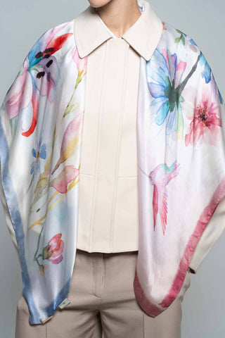 Silken Flora Square Silk Scarf by WOROOD