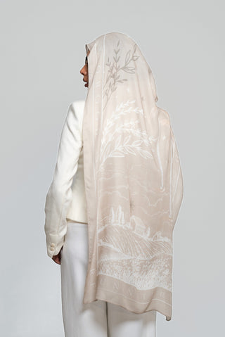 Sunny Days In Beige Printed Premium Modal Scarf by WOROOD