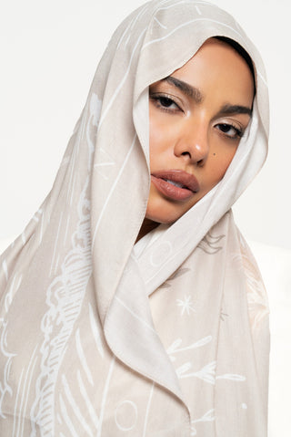 Sunny Days In Beige Printed Premium Modal Scarf by WOROOD