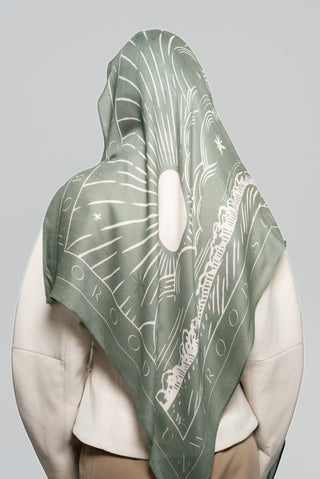 Sunny Days In Olive Printed Premium Modal Scarf by WOROOD