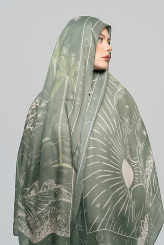 Sunny Days In Olive Printed Premium Modal Scarf by WOROOD